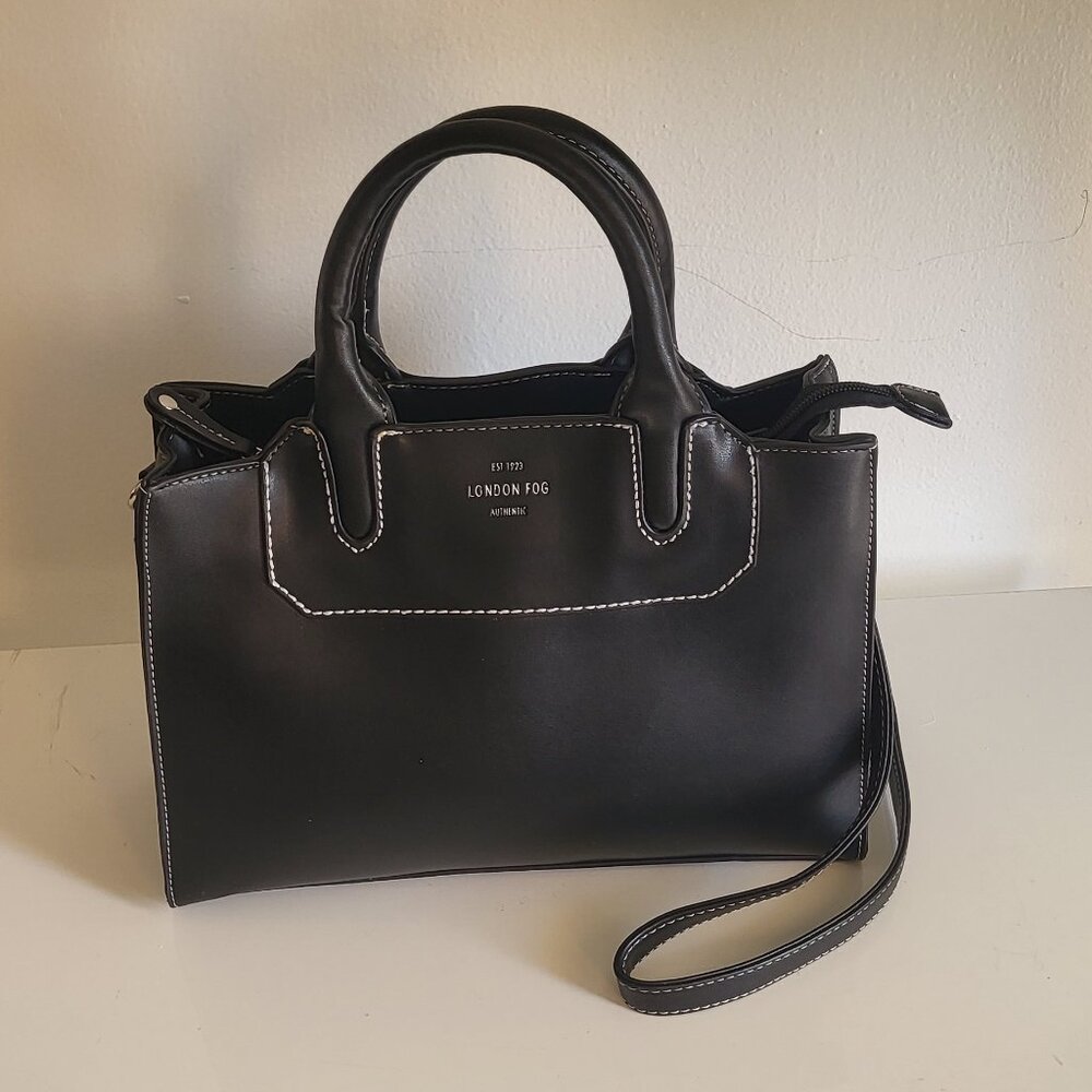 London Fog faux leather purse/shoulder black handbag